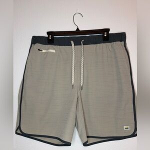 Vuori Beige Athletic Hybrid Shorts with Dark Trim